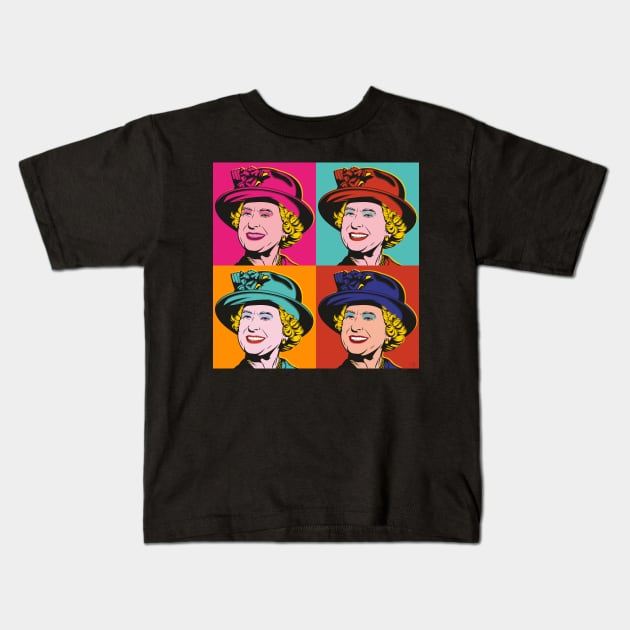 Queen Elizabeth II Kids T-Shirt by Jamie Lee Art